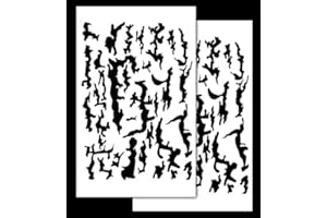 Acid Tactical® 2 Pack - 9x14 Camouflage Design Airbrush Spray Paint Stencils - Duracoat Gun Duck Boat Camo (Select Design) (Tree Bark)