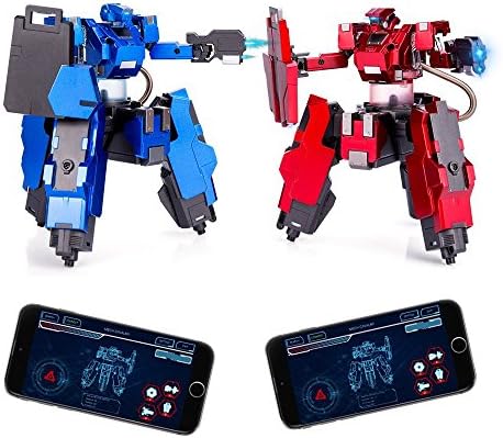 Liphier Smart Remote Control Cavalry Robots for Boy or Girl Birthday Present,Bluetooth Fighting Robot Intelligent Warrior with Flashing Light and Sounds,Great Combat Action Toy-2 Packs in Blue&Red