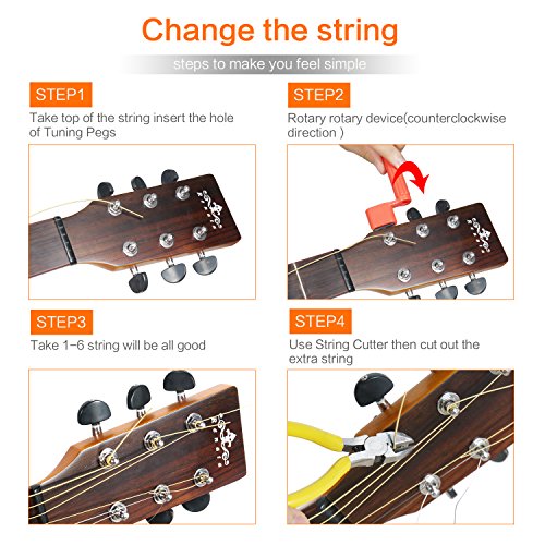 SUNYIN Acoustic Guitar Tool Kit for Beginner with Guitar Strings Winder
