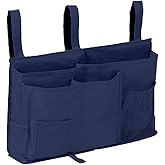 Bunk Bed Organizer, Bedside Storage Caddy, Hanging Pocket for Camp, Dorm Room, Hospital Bed Rail and More (Navy Blue)