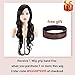 MelodySusie Black Long Curly Wavy Wig for Women, 34 Inches Synthetic Hair Wig with Inclined Bangs Halloween Cosplay Daily Party Wig Natural as Real Hair with Free Wig Cap, Black