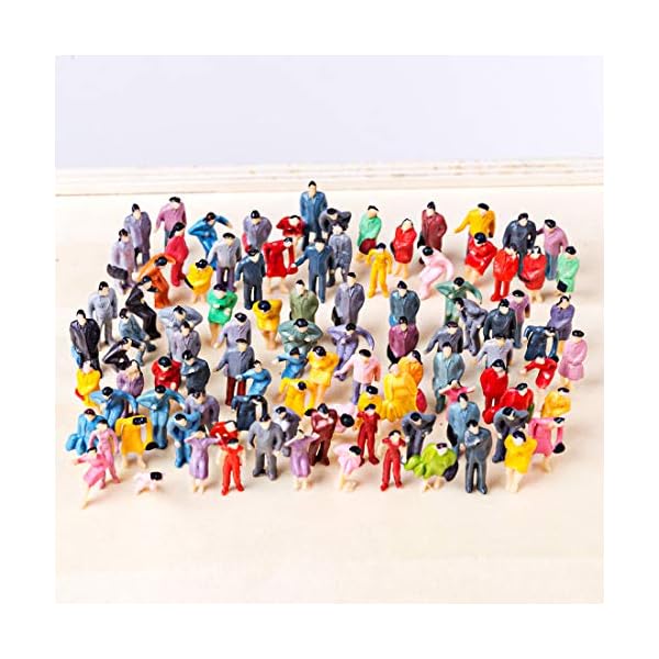 PARIO 100St. Minifiguren Eisenbahnzubehör Menschen Modellbau Figuren Spur für Modelleisenbahn und Fotogafieren, H0 1:87 – Bild 3
