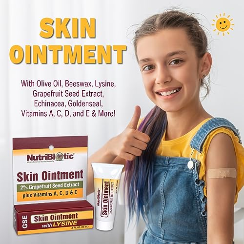 NutriBiotic Skin Ointment .5 Fl Oz | with GSE, Lysine, Beeswax, Echinacea, Goldenseal, Vitamin E & More | for Minor Skin Irritations & to Support Healthy Tissue | Made without Gluten & GMOs