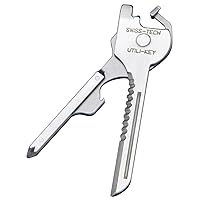 Swiss+Tech ST66676 Polished SS 6-in-1 Utility Key Multitool for Keychain for Auto, Camping, Hardware