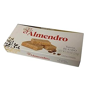 El Almendro Turron Blondo Traditional Soft Spanish Torrone With Roasted Almonds and Honey 200g