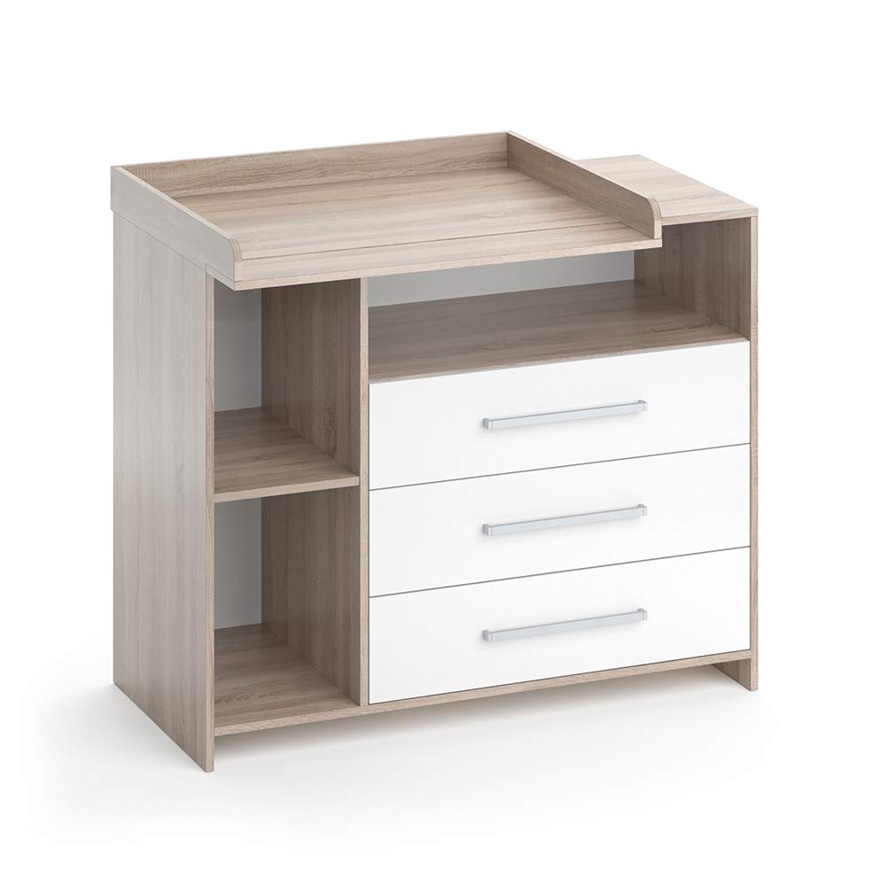 Vicco Wickelkommode Oskar Baby Kommode Wickelregal Babymöbel Wickeltisch (Weiss-Sonoma)