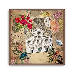 Framed Canvas Wall Art Retro Flowers and Birds Canvas Prints Home Artwork Decoration for Living Room,Bedroom - 16x16 inches