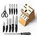 Equinox 12-Piece Knife Block Set - Premium Stainless Steel - Chef Knife, Bread Knife, Slicer Knife, Boning Knife, Paring Knife, Steak Knives, Sharpening Steel and Scissors