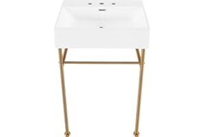 SWISS MADISON Claire 24" Console Sink White Basin Brushed Gold Legs with 8" Widespread Holes