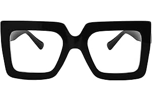 Onrtry Oversized Square Blue Light Glasses for Women Men Thick Frame Big Computer Eyewear Non-Prescription Eyeglasses
