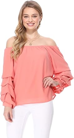 coral peasant top