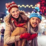SHOKAN 2 Pack LED Christmas Hat Light-Up Knitted Cap Kids Adults Holiday Party view 2