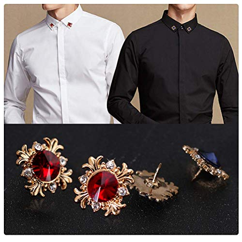 Joyci 10-Pack Vintage Brooch Shirt Suit Lapel Pin Vest Safety Pushpin Buckle Decorate Button Metal Tie Tacks Pin Back Clutch (Baroque Gem) - Thumbnail 3