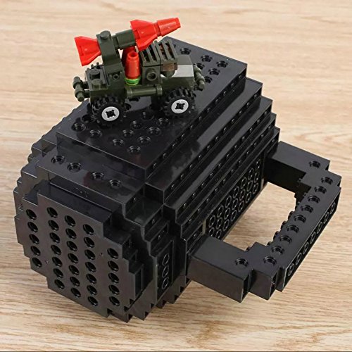 OSOPOLA Build-On Brick Mug Building Blocks Coffee Cup Creative DIY Party Supply Drinkware for Coffee Tea Beverage Drinking Funny Gift (Blue )
