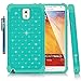 Galaxy Note 3 Case, Style4U Studded Rhinestone Crystal Bling Hybrid Armor Case Cover for Samsung Galaxy Note 3 N9000 N7200 with 1 HD Screen Protector and 1 Stylus [Teal/Mint Green]