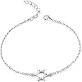MANZHEN Gold Silver Jewish Star of David Bracelet Stainless Steel Dainty 14K Real Gold Plated Charm Bracelet for Women