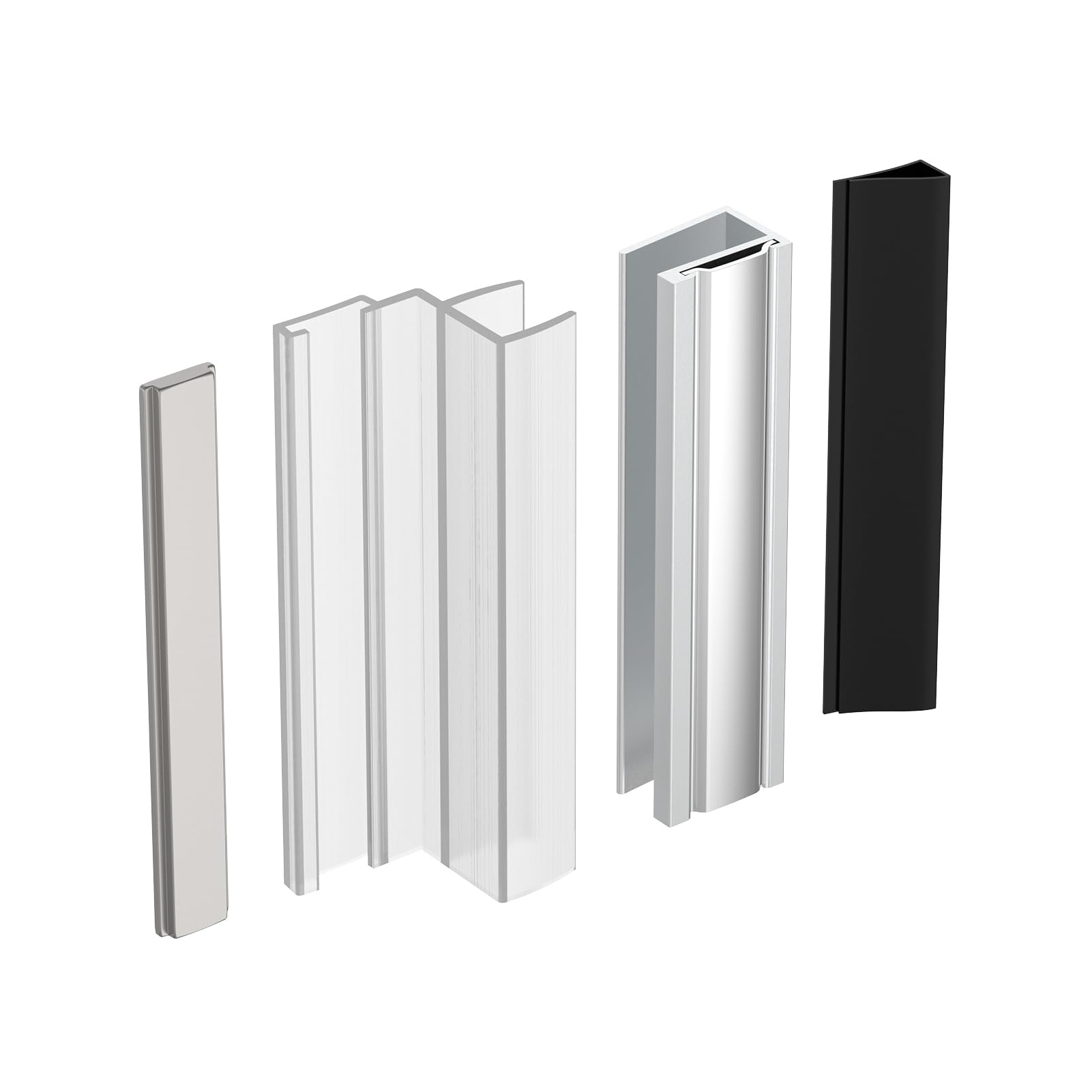 Photo 1 of Shuisen 3" Clear Polycarbonate U-Channel with Magnet for 3/8" Frameless Glass Shower Door,U Channel Door Frame with Metal Strike for 1/8" 5/32" 3/16" and 1/4" Thick Swing Glass Shower Doors