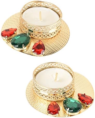 Set of 2 Diwali Metal Diyas Oil Lamps HandCrafted Tea Light Holders Home Festive Decorations