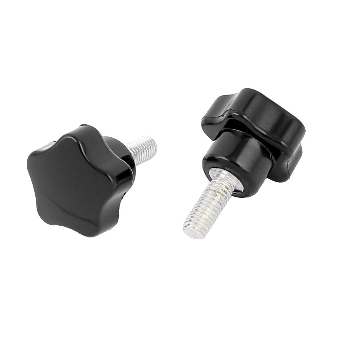 sourcingmap a15091400ux0848 M6x15mm Thread 25mm Dia Star Head Screw Clamping Knob Grips 2Pcs, Silver Tone/Black, Set of 2 Pieces