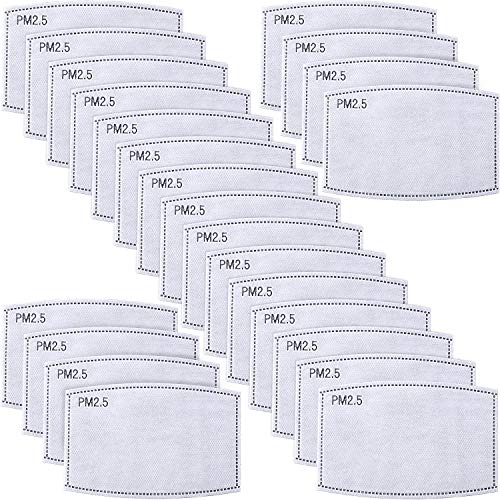 Zhehao 60 Pieces Anti PM2.5 N95 Activated Carbon Mask Filter Face Masks Insert 5 Layers Protective Filter Breathing Mouth Mask Filter for Outdoor Activities (12.5 x 8 cm/ 4.9 x 3.1 Inches)