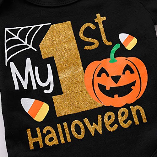 image for MIS1950s Kids Girls Outfits Pumpkin Print Baby Costume Romper Tulle Sk