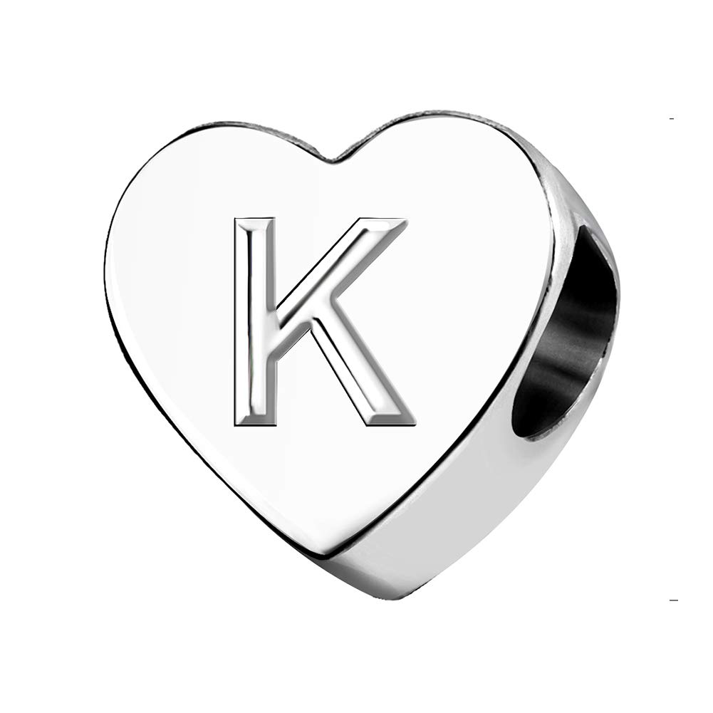 KunBead Jewelry Letter K Initial Charms Heart Niece 16 50 Birthday up Genuine Love Mother Daughter Bead Charms for Mum