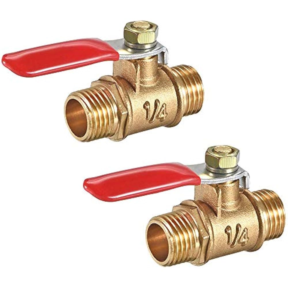 2Pcs Brass Mini Water Pipe Air Ball Valve ShutOff Switch, 1/4" NPT
