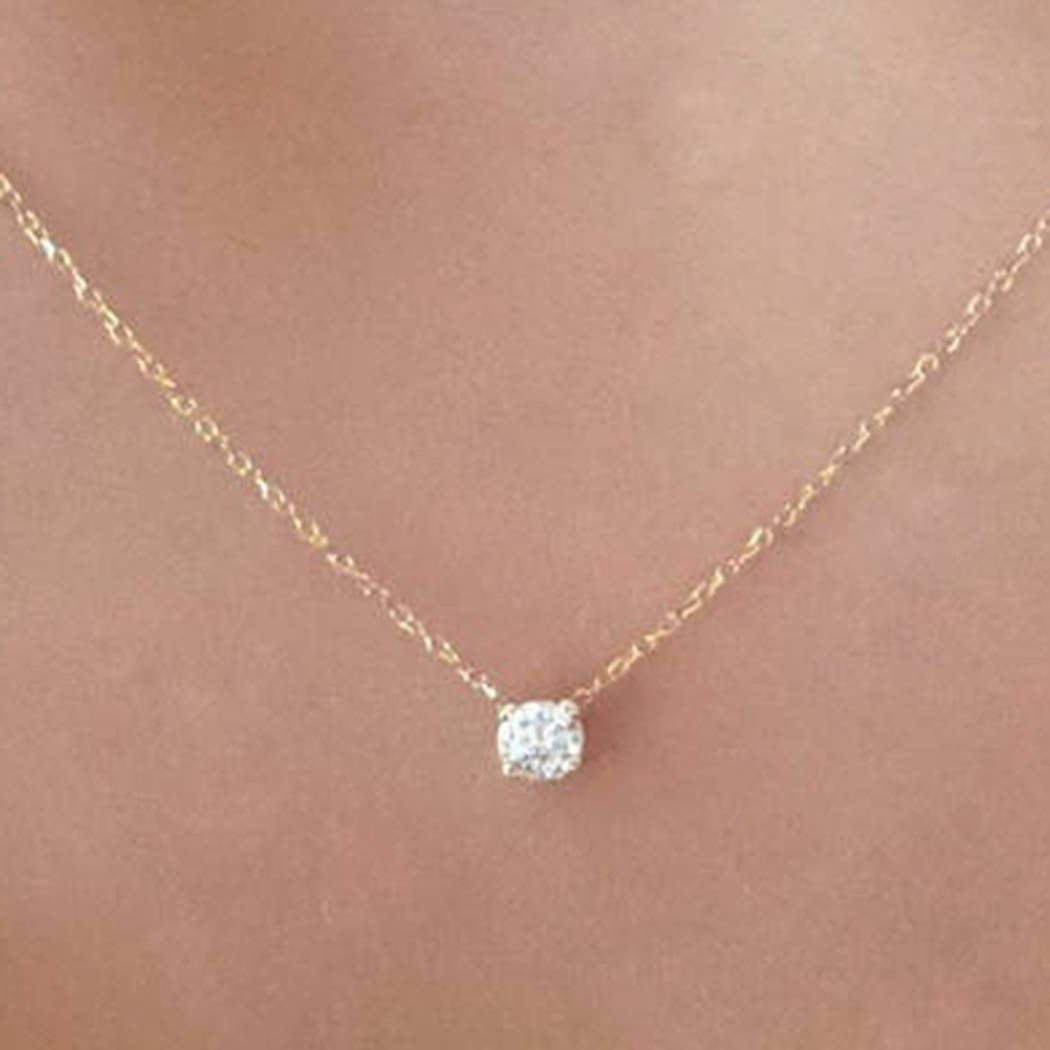 Yienate Fashion Necklace Rhinestone Ball Pendant Simple Jewelry for Women and Girls (Silver)