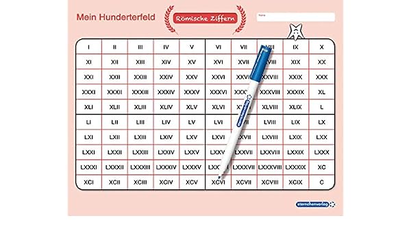 Mein Hunderterfeld Romische Ziffern Und Stift 100er Tafel