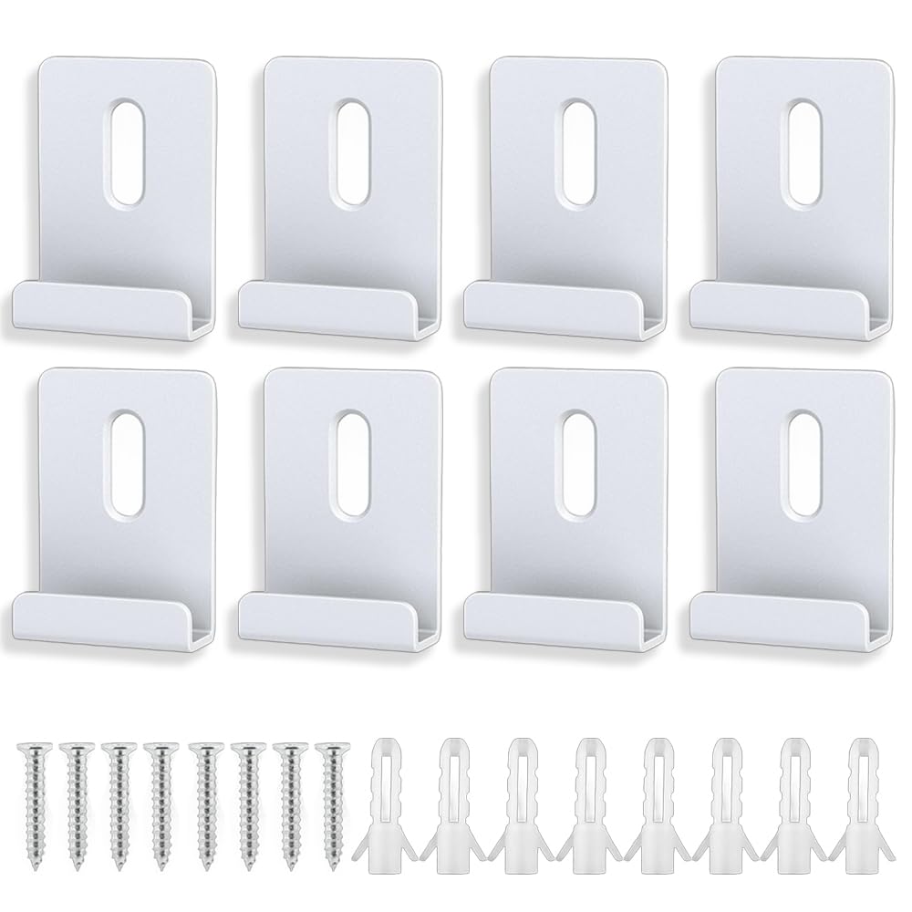 Photo 1 of 8Pcs Metal Mirror Clips, 1/4 Inch Mirror Clips for Wall Mounting, Wide Channel Mirror Holder Clips, Frameless Heavy Retainer Clips for Mirrors, Heavy Duty Hanging Hardware with Screws, White