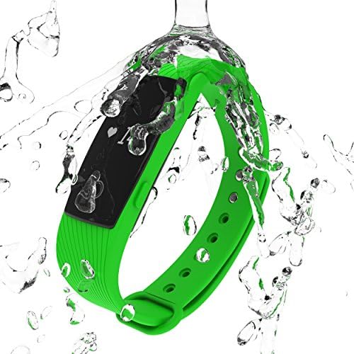 3STN Fitness Activity Tracker Bracelet with Heart Rate Monitor - Personal Armband with App, Bluetooth 4.0, Sleep Tracker, Waterproof, Pedometer, Reminder - iOS &amp; Android - Women, Men, Kids (Green)