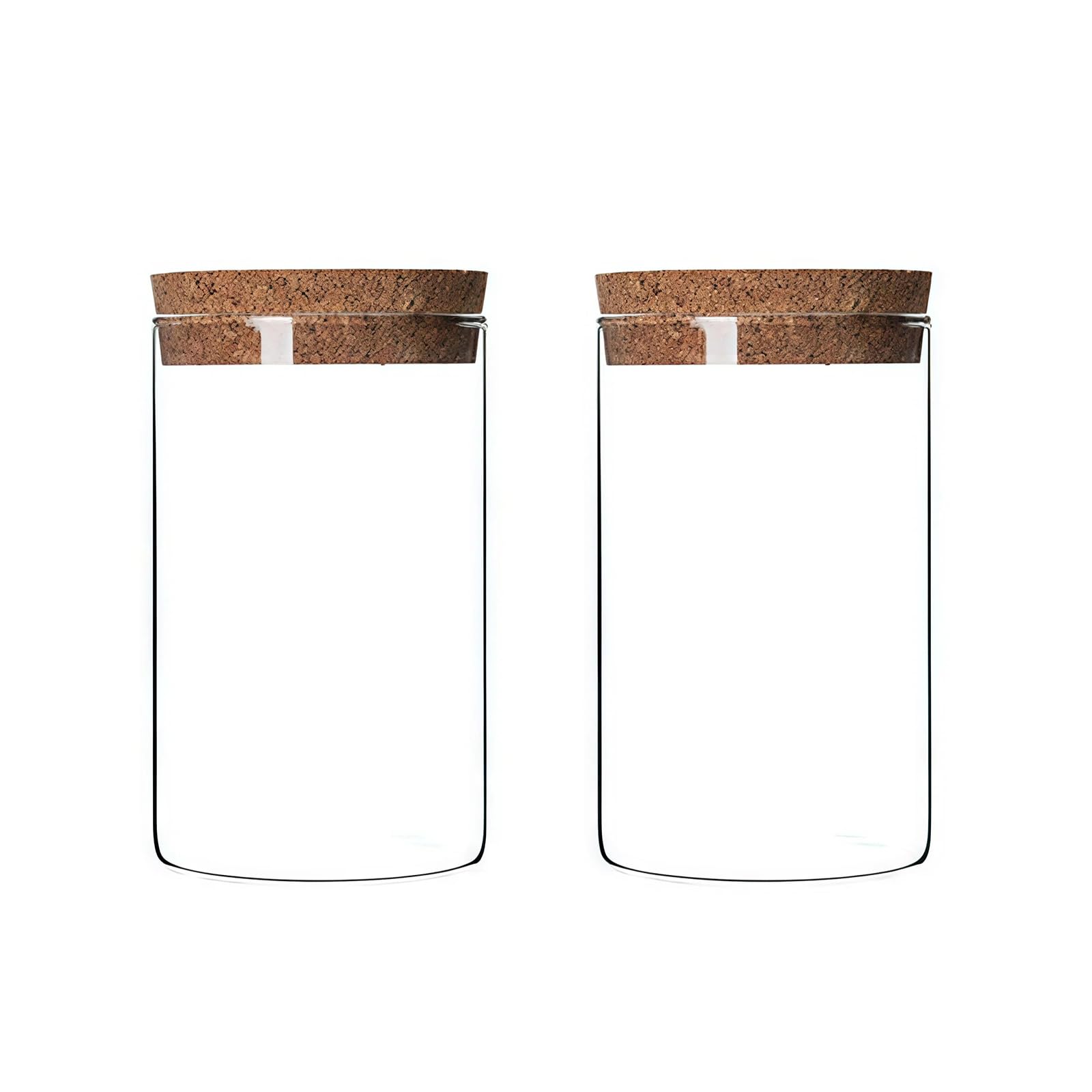 2Pcs 300ml Clear Glass Canisters with Cork Stopper Airtight Food Storage Containers for Coffee Tea Sugar Salt Nuts Dry Fruits Kitchen Pantry Organiser