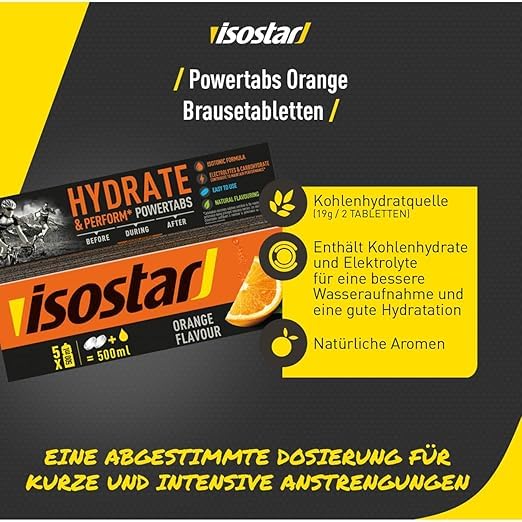 ISOSTAR – Hydrate & Perform Powertabs Orange – Brausetabletten für isotonische Getränke mit Kohlenhydraten & Elektrolyten – 6 x 10 Tabletten (120 g) 2