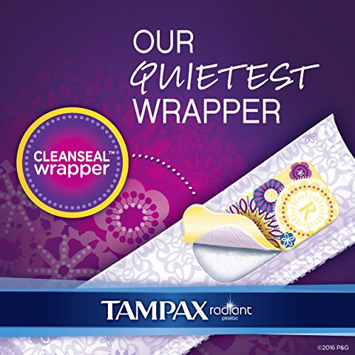 Tampax Radiant Plastic Tampons, Super Absorbency, Unscented, 32 Count - Pack of 6 (192 Total Count)