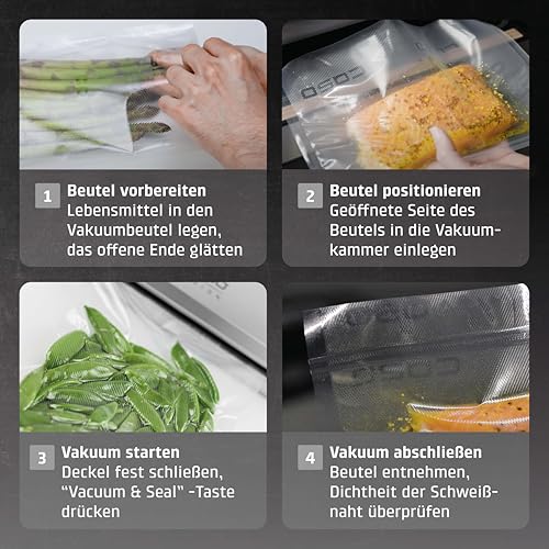 CASO VC10 vacuum sealer - test winner at Stiftung Warentest, vacuum sealer, food remains vacuumed up to 8x longer fresh, 30cm long & stable weld, including 10 professional foil bags
