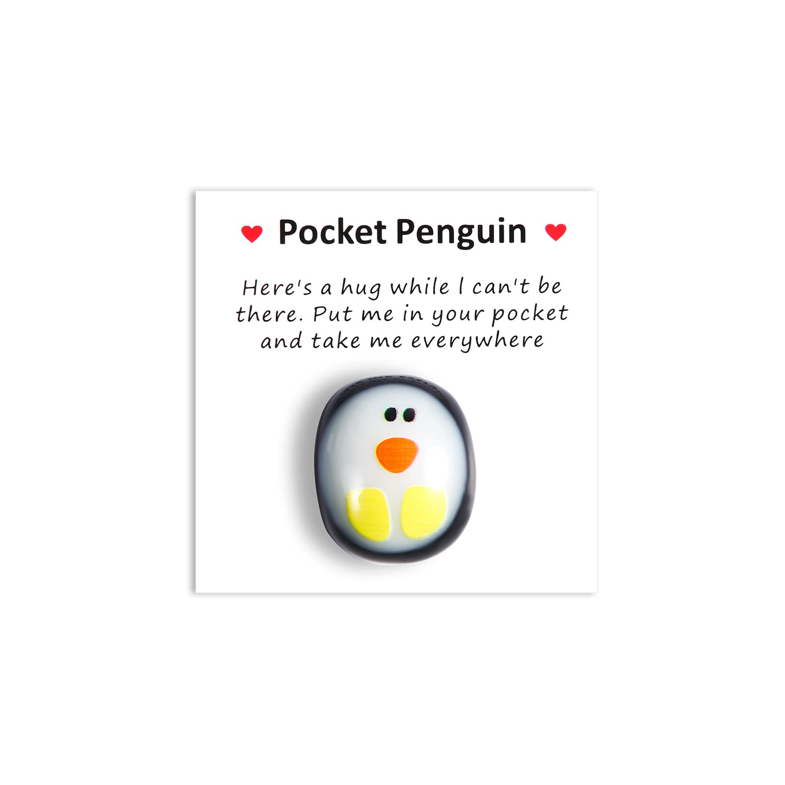 TOYMIS Mini Animal Pocket Hug Penguin, Cute Glass a Little Pocket Penguin Hug Me with Encouraging Greeting Card Mini Penguin Toy Ornament Decoration Gift of Encouragement (Style 1) (Z12029-30)