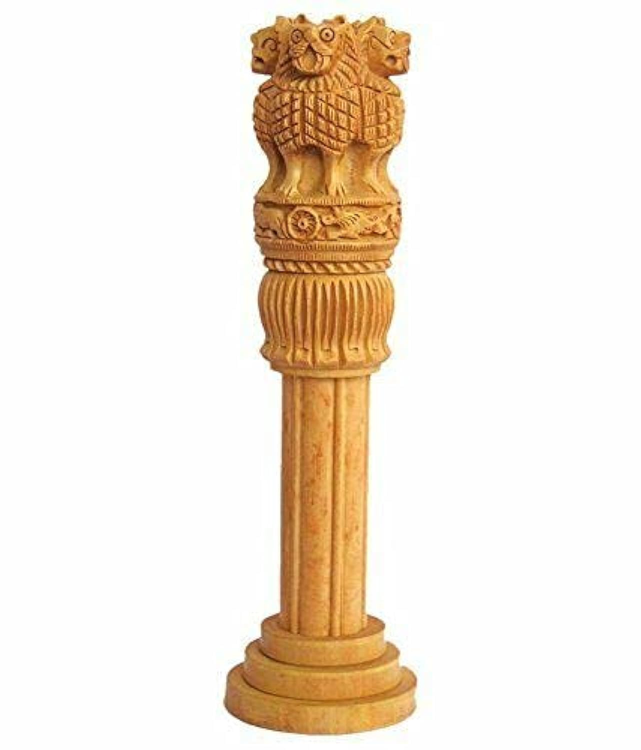 ESPLANADE Wooden Ashok Stambh/Ashoka Stambh (Stoop) Pillar | National Emblem India Memento Statue Showpiece - Gift for Home Decorative, Office, Table Decoration (12" Inches)
