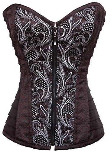 Alivila.Y Fashion Women Steampunk Steel Boned Corset 2836-Dark Brown-M