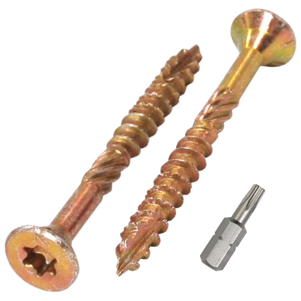 SKIR'CO (Pack of 50 pcs) Universal Zinc Plated Steel 4.0 x 40 mm Yellow Wood Screws, Countersunk Head, Torx Head, Type 17, Chipboard Screws (50, 4.0 x 40 mm)