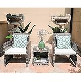 Orange Casual - Outdoor 3 Pieces Bistro Wicker Rattan Sets Patio Furniture Sets, Coffee Table with Storage Function, Cushioned Seat