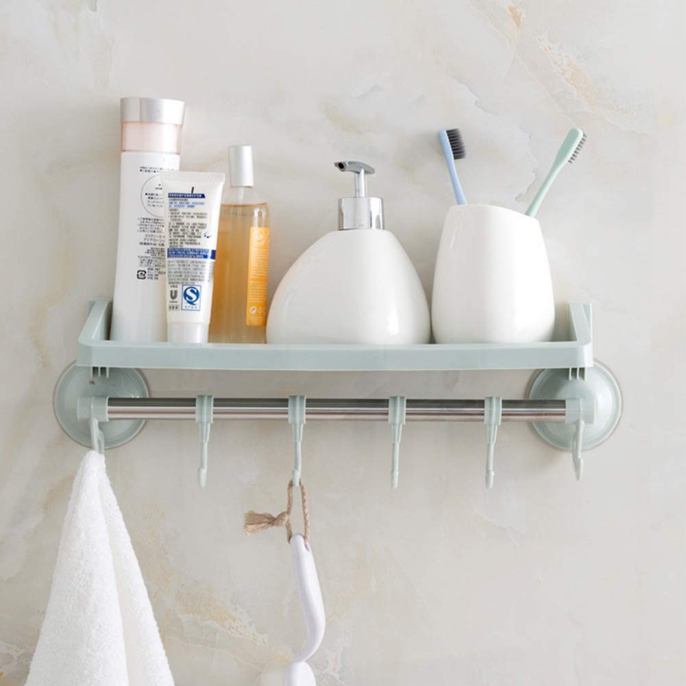 Tallin Bathroom Shelf Wall Mounted Plastic Shelves with Hooks & Towel