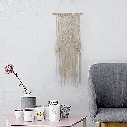 WCHUANG Handmade Leaf Macrame Wall Hanging Tapestry - Woven Wall Art