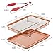Copper Crisper Tray Set as Oven Oil Free Air Fryer-Non Stick Cookie Sheet and Fry Mesh Basket with Bonus Kitchen Silicone Tong
