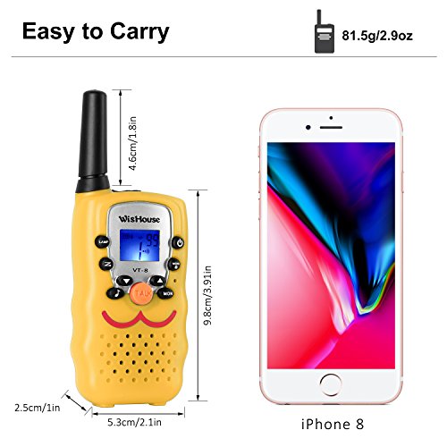 2 Way Radio Walkie Talkies, 22 Channel Long Range Uhf FRS Walky Talky for 3 4 5 6 7 8 9 10 11 Years Old Kids Handheld Toy for Outdoor Adventures Camping Hiking(VT-8 Yellow,2 Pack)