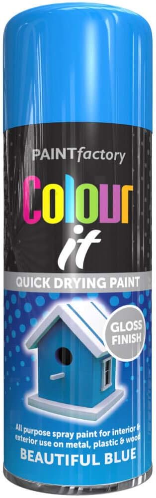 PAINTfactory Paint It Quick Drying Spray Paint 400ml Beautiful Blue Gloss