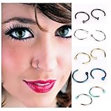 ZYG Pack of 10pcs Assorted Stainless Steel Body Jewelry Piercing Nose Ring Hoop