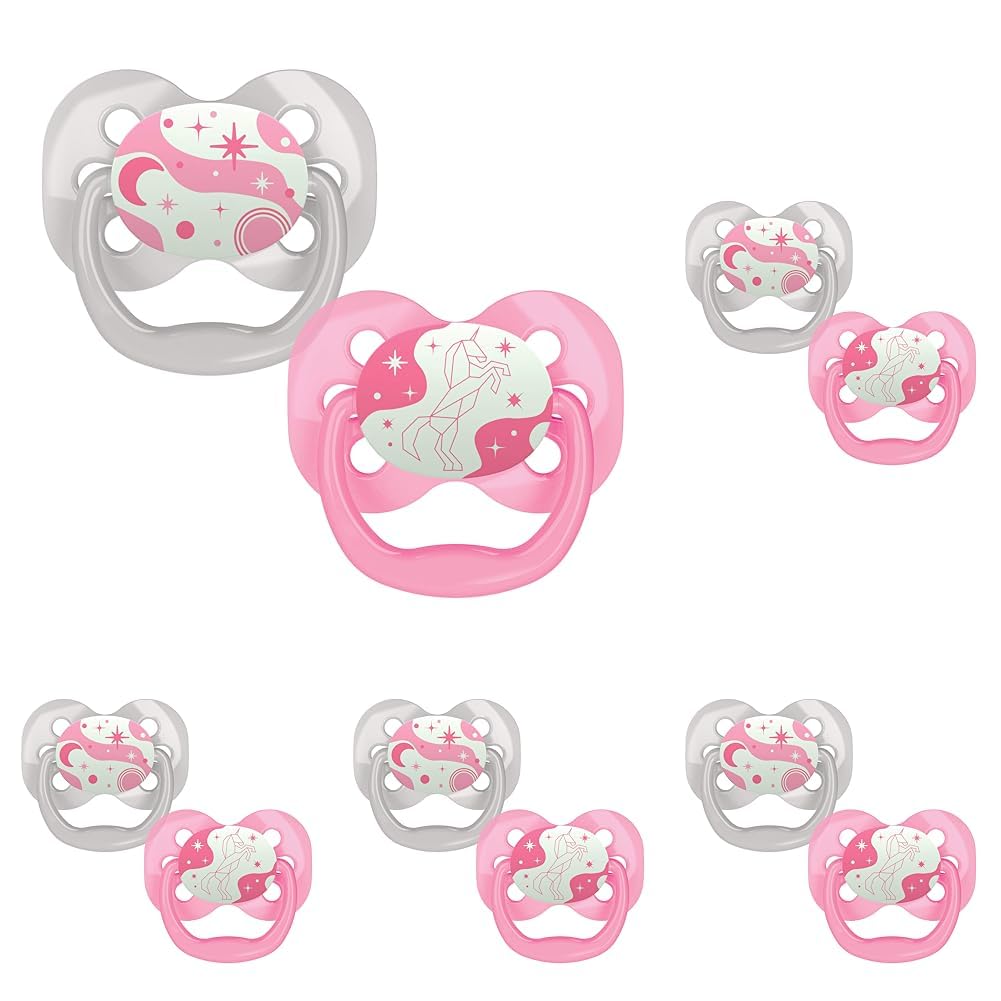Dr. Brown's Advantage Glow in The Dark Soother - Pink, Stage 1 (0-6 Months) 10 Pack