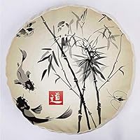 YOUWENll Round Decorative Throw Pillow Floor Meditation Cushion Seating/Bird and Fish Traditional Japanese Painting Bamboo Oriental Art Landscape Hand Drawn Ink Decorative/for Home Decoration 17"x17"