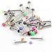 30 PCS Assorted stainless Steel Labret Lip Chin Bar Ring Piercing 1.2mm Bar 16G Multicolor spike ball