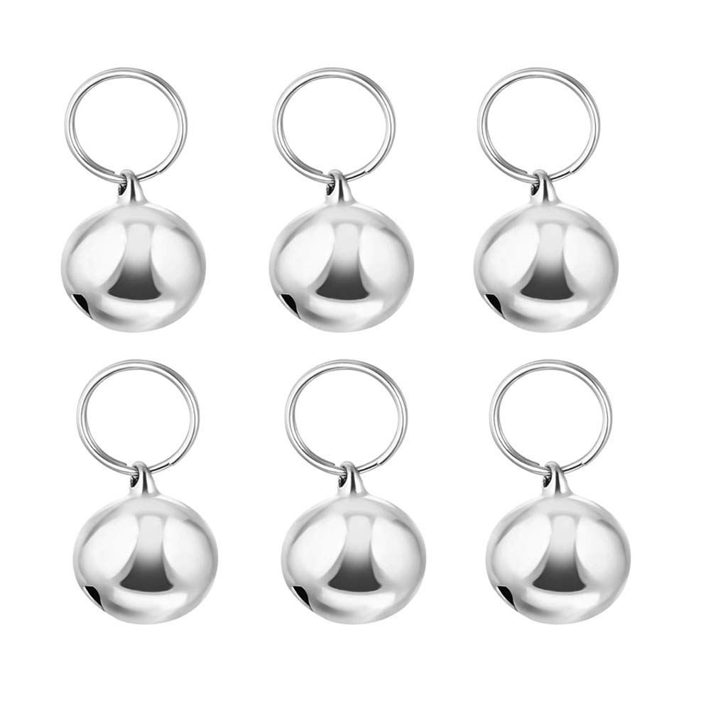 Suithink 6 Pieces 16MM SilverPet Collar Bells, Cat Dog Collar Bells for Pets Collar Deco